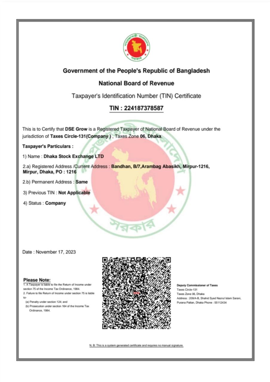 Company TIN Certificate